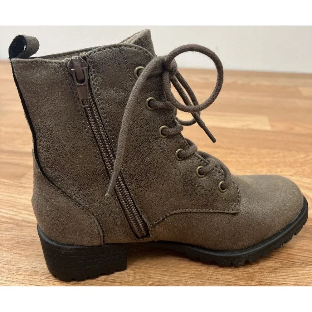 Sun + Stone Little Girls Frankie Boots, Brown Size 12 Zip Sides NEW